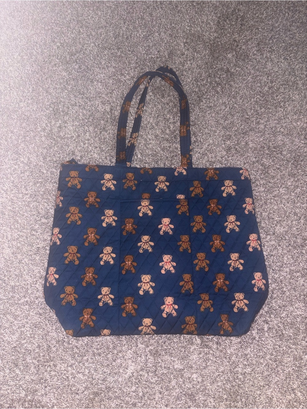 Vera Bradley Navy Quilted Tote with Teddy Bear Print - Picture 1 of 6